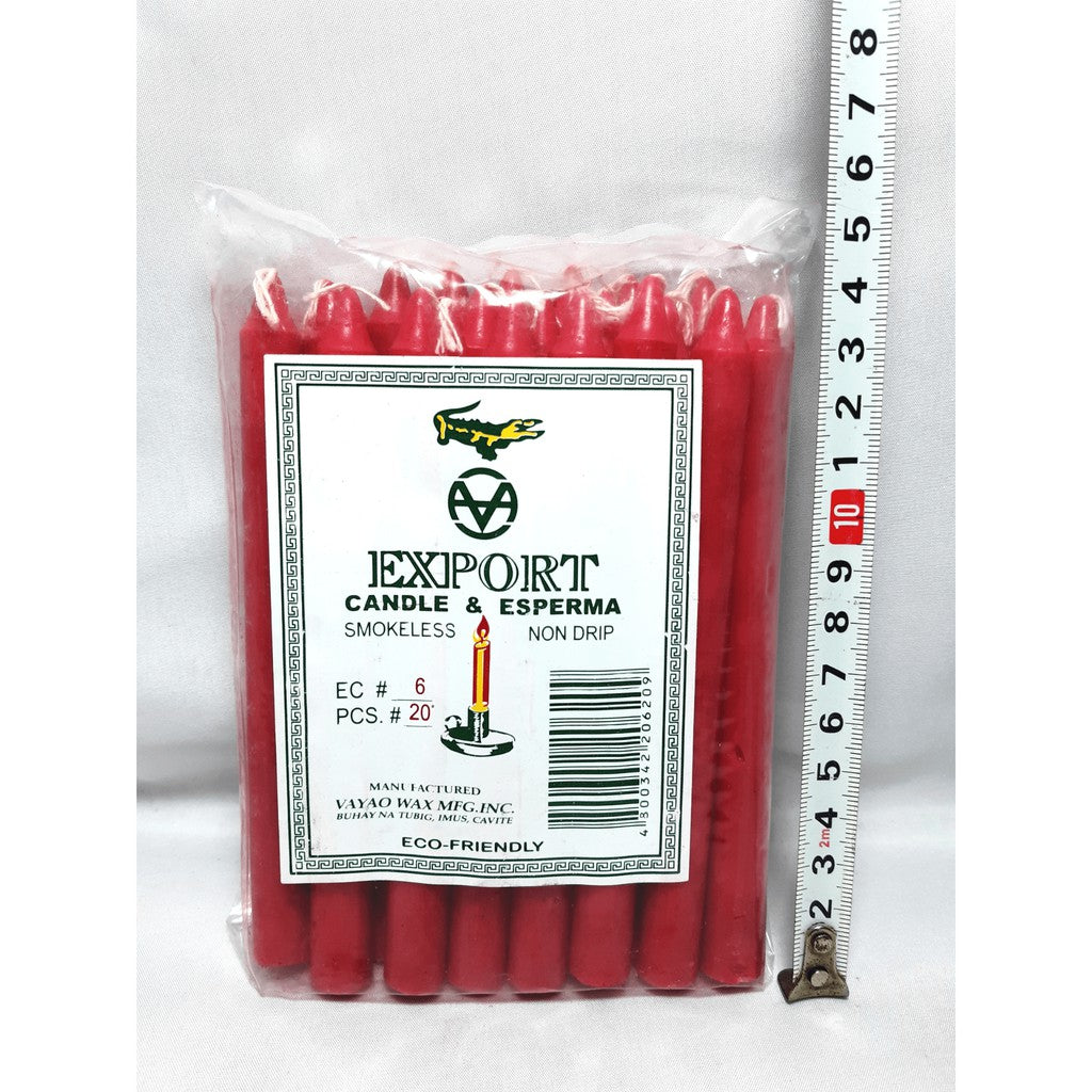 Esperma Red Candle #6 | 20pcs Pack 13.6cm Tall