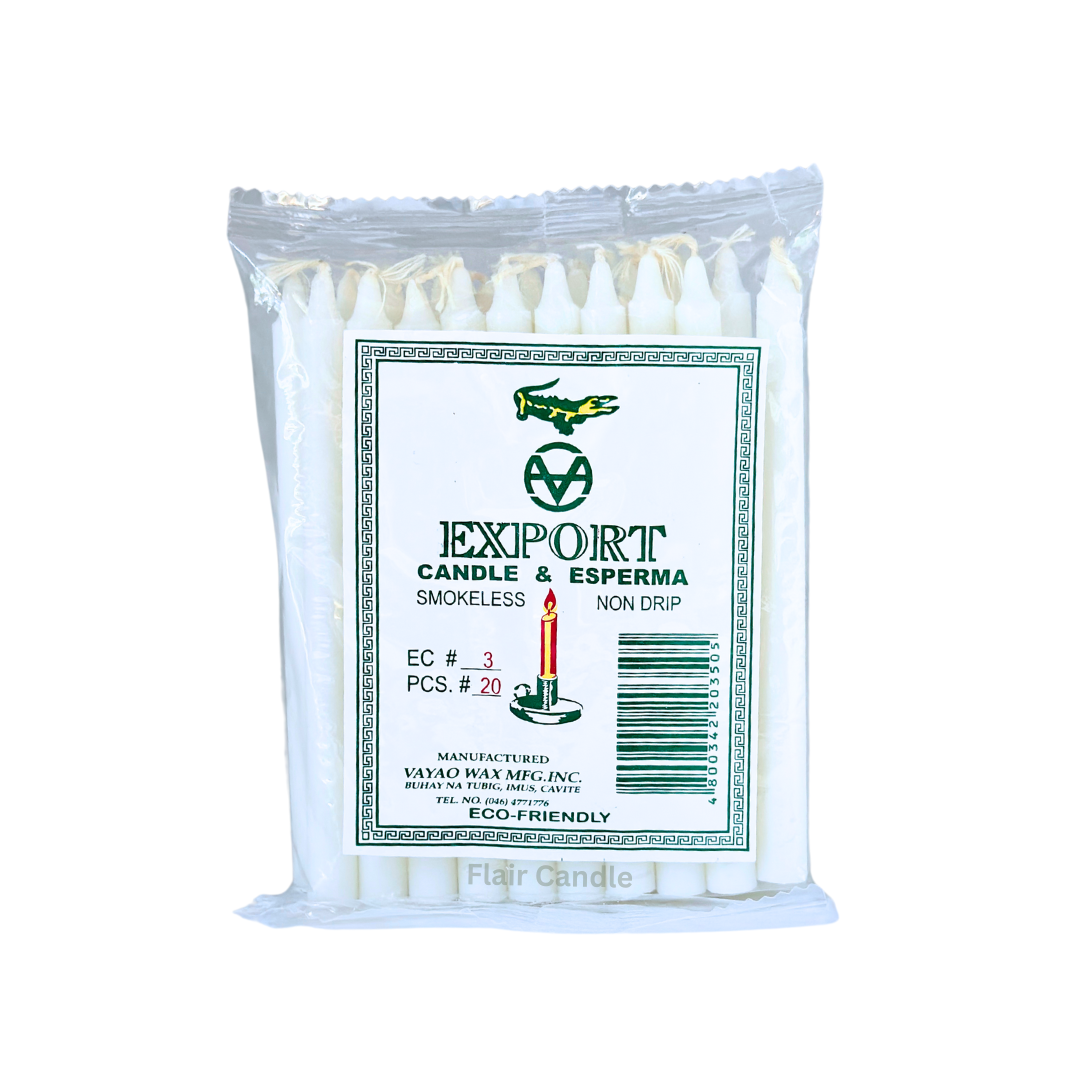Export White Esperma Candle #3 | 20pcs Pack 13cm Tall