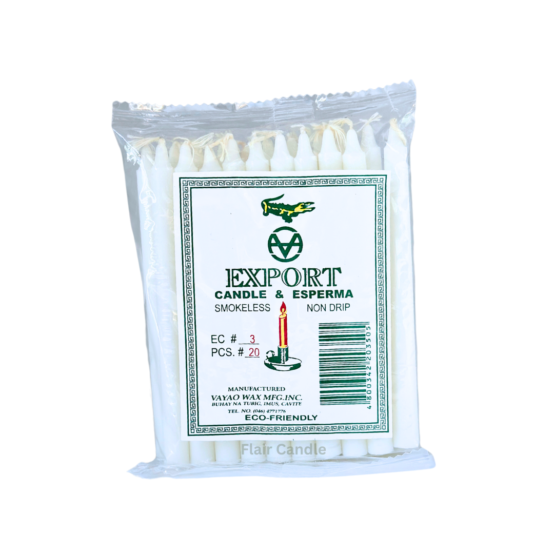 Export White Esperma Candle #3 | 20pcs Pack 13cm Tall
