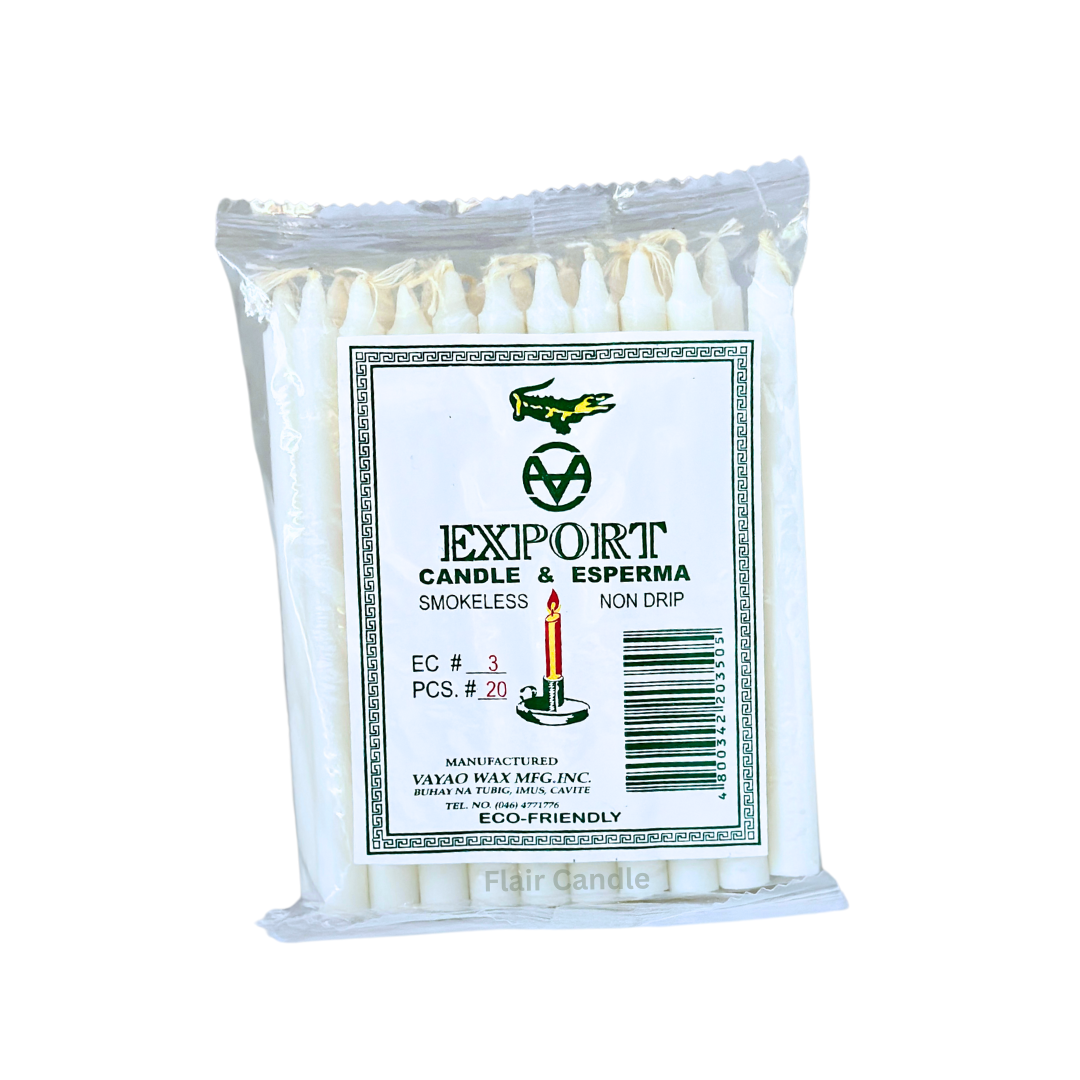 Export White Esperma Candle #3 | 20pcs Pack 13cm Tall
