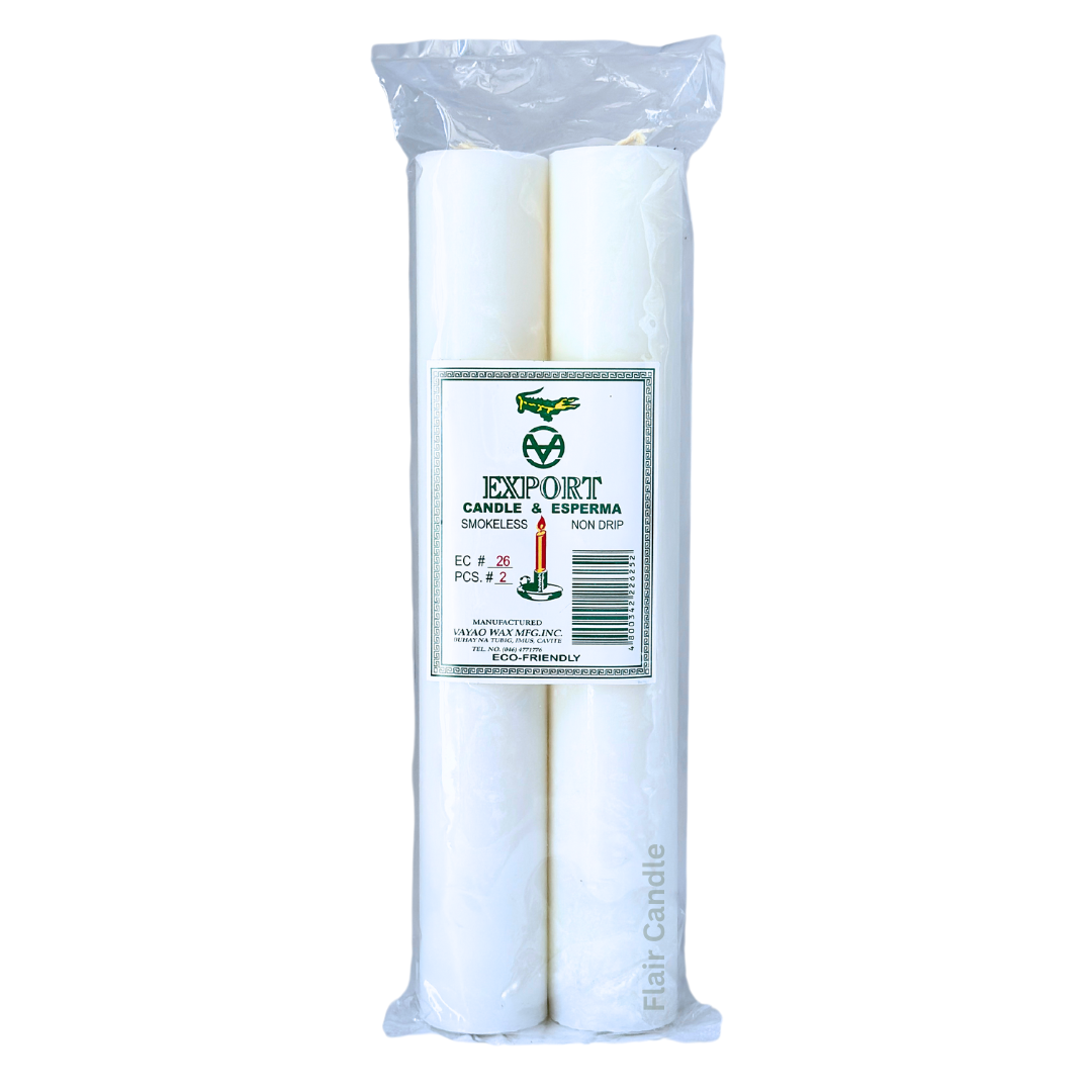 Export Esperma White Candle #26 | 2pcs Pack 27.7cm Tall