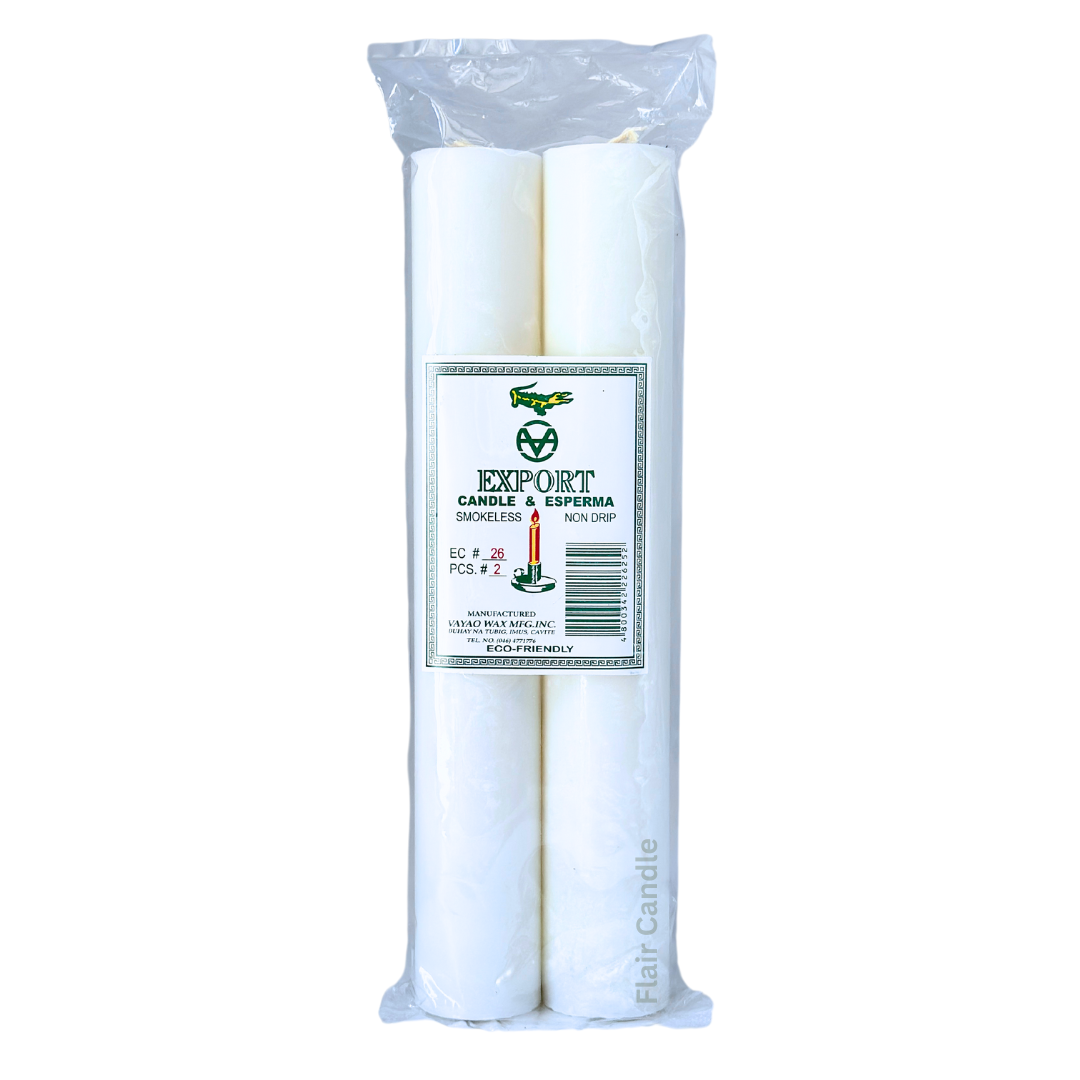 Export Esperma White Candle #26 | 2pcs Pack 27.7cm Tall