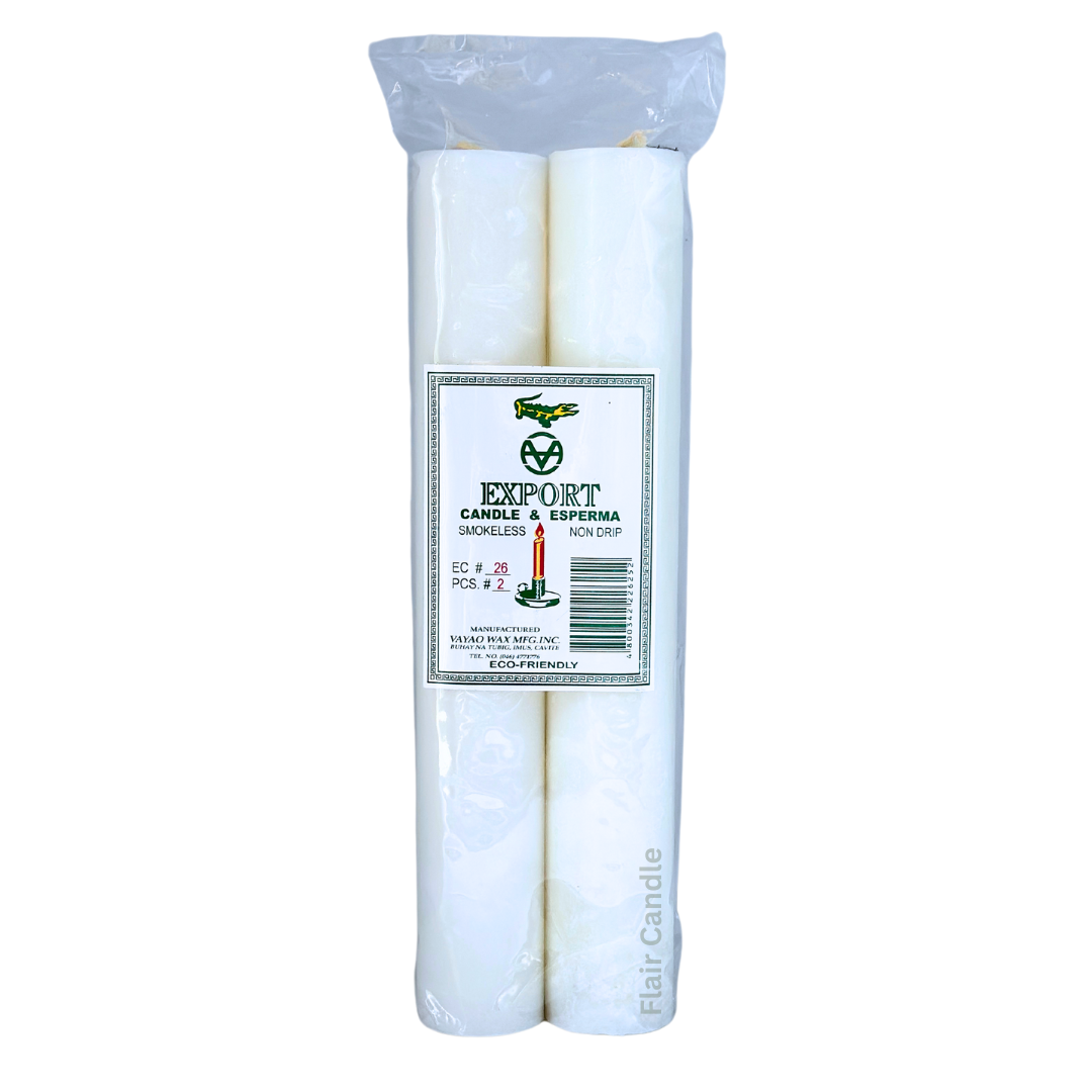 Export Esperma White Candle #26 | 2pcs Pack 27.7cm Tall