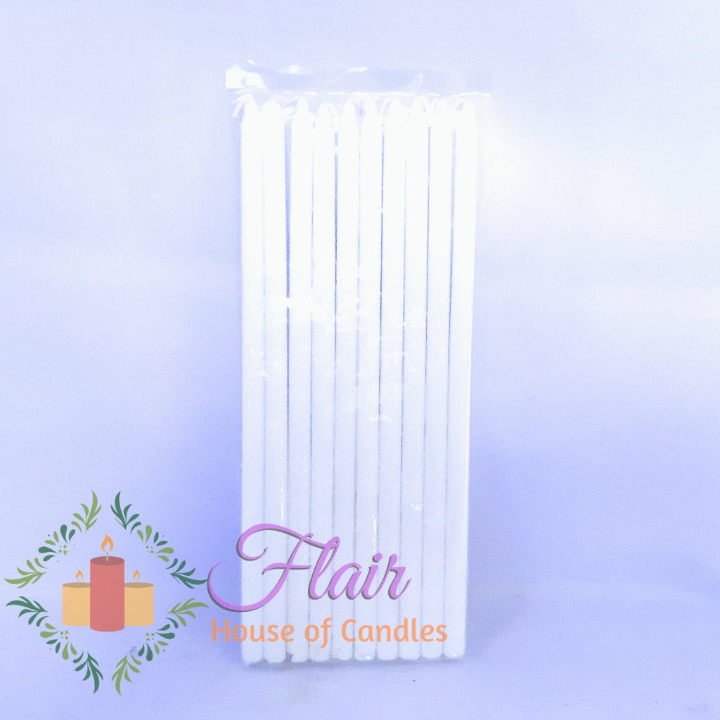Flair White Procession Candle 10x10 | 10pcs Pack 20.5cm Tall