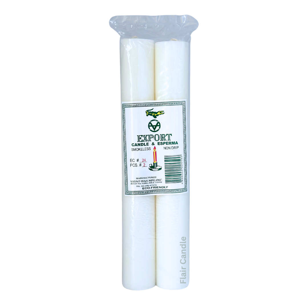 Export Esperma White Candle #24 | 2pcs Pack 26.3cm Tall