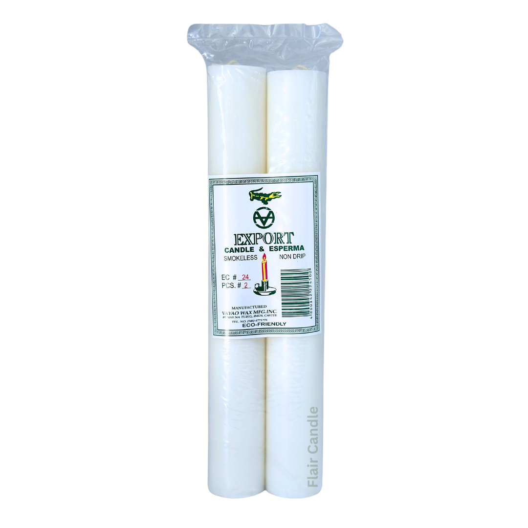 Export Esperma White Candle #24 | 2pcs Pack 26.3cm Tall