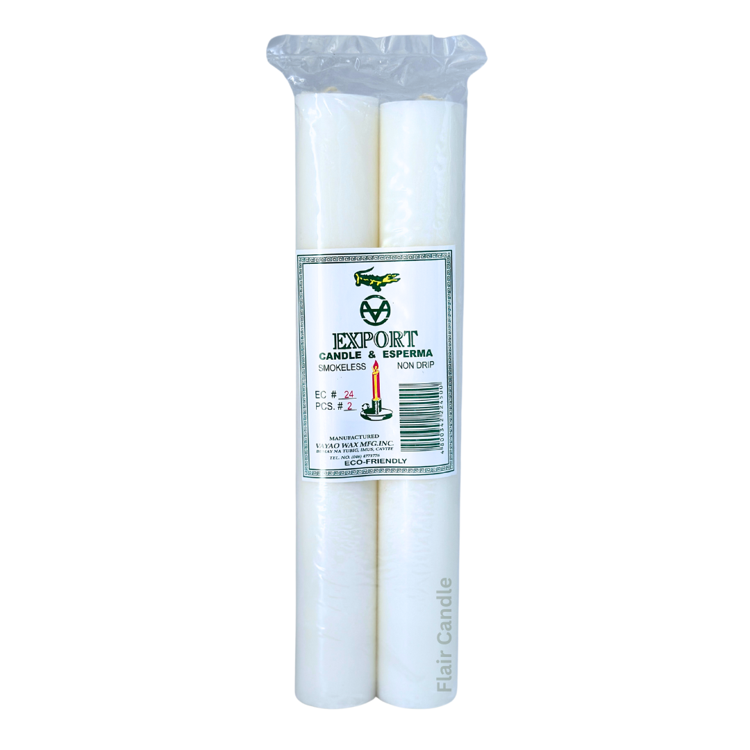 Export Esperma White Candle #24 | 2pcs Pack 26.3cm Tall