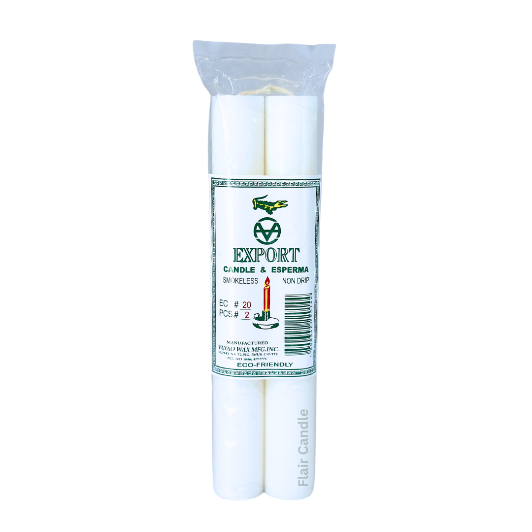 Export Esperma White Candle #20 | 2pcs Pack 20.3cm Tall