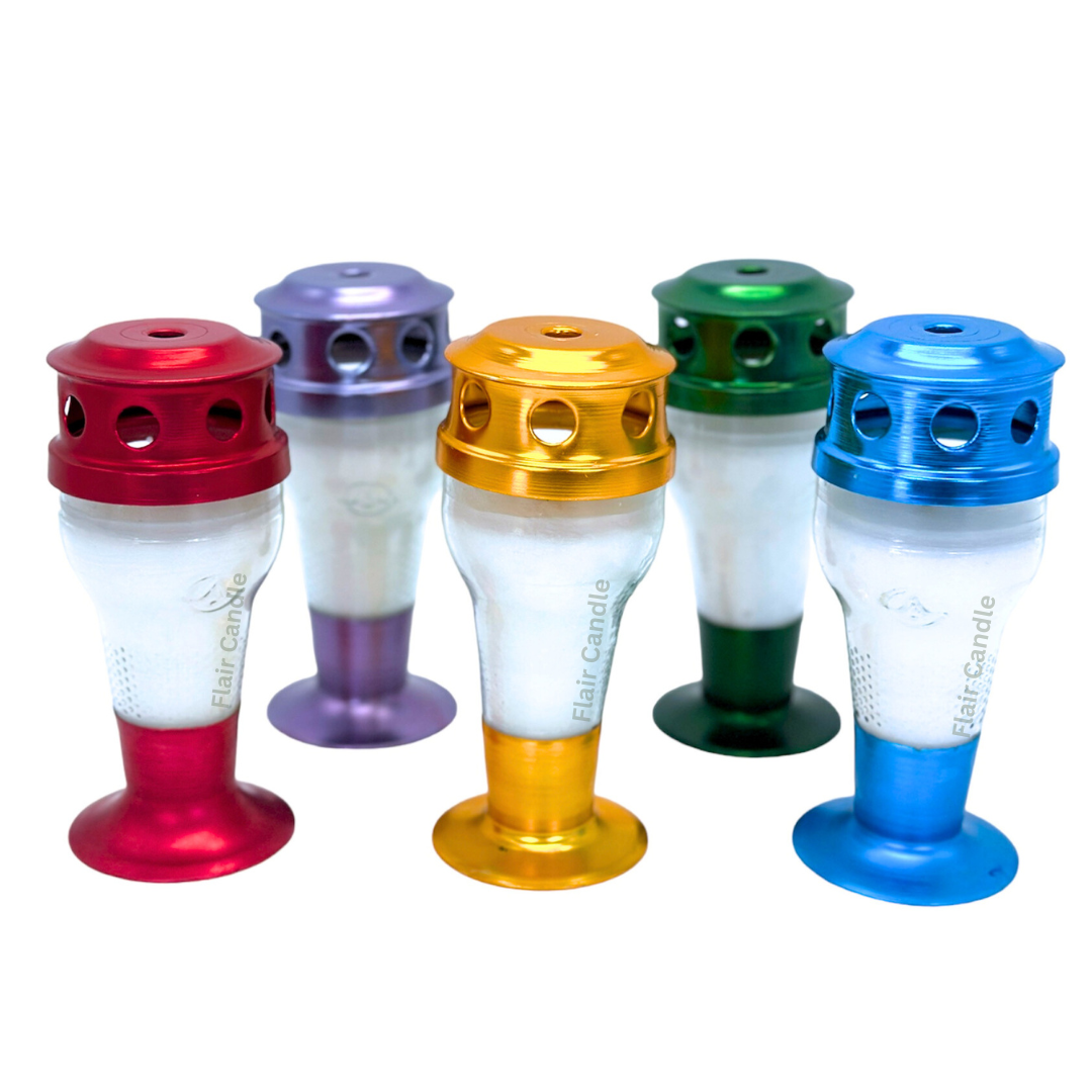 GC35 Slim Windproof Colored Glass Candle 15cm Tall