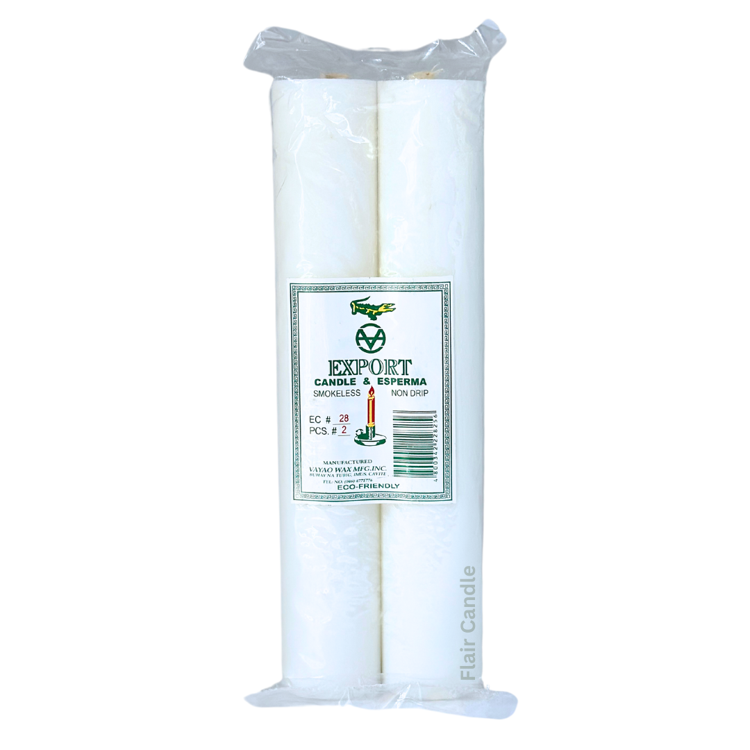 Export Esperma White Candle #28 | 2pcs Pack 27.2cm Tall