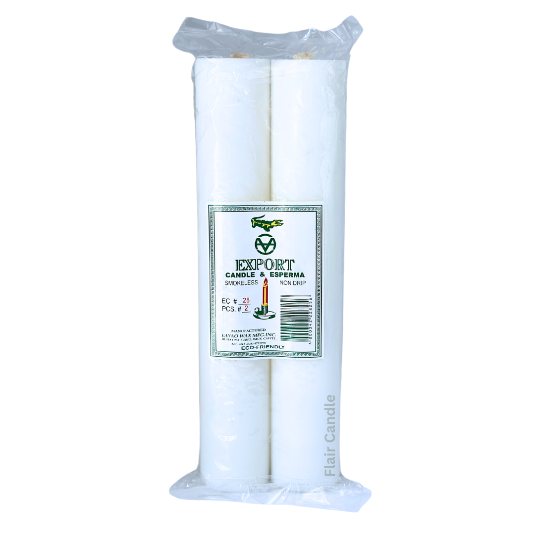 Export Esperma White Candle #28 | 2pcs Pack 27.2cm Tall