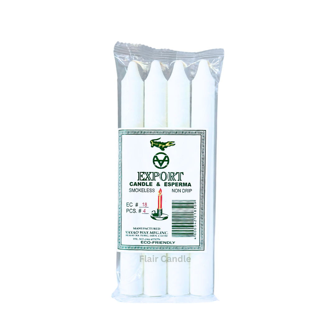 Export Esperma White Candle #18 | 4pcs Pack 16.8cm Tall