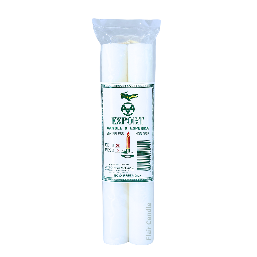 Export Esperma White Candle #20 | 2pcs Pack 20.3cm Tall
