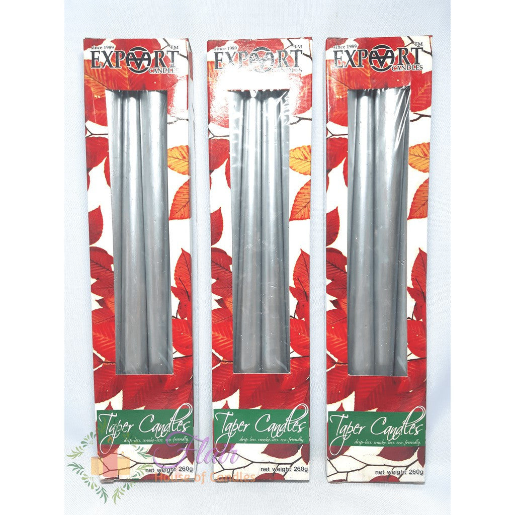 Export Silver Taper Candles 12 Inches | 4pcs Box