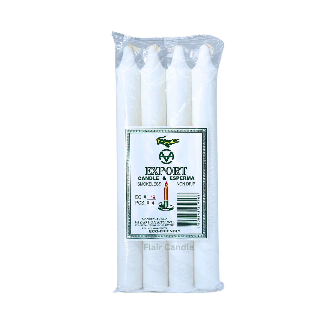 Export Esperma White Candle #19 | 4pcs Pack 21.6cm Tall