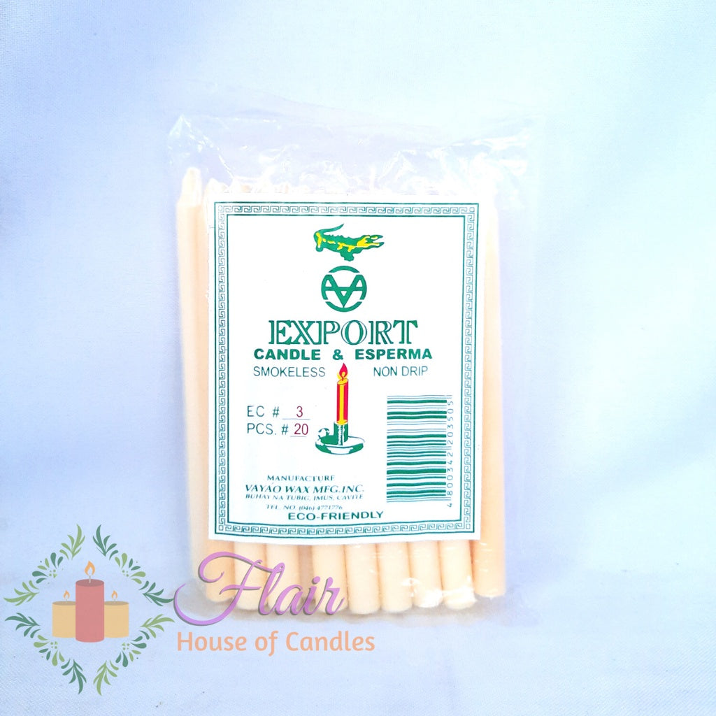 Export Esperma Colored Candle #3 | 20pcs Pack 13cm Tall
