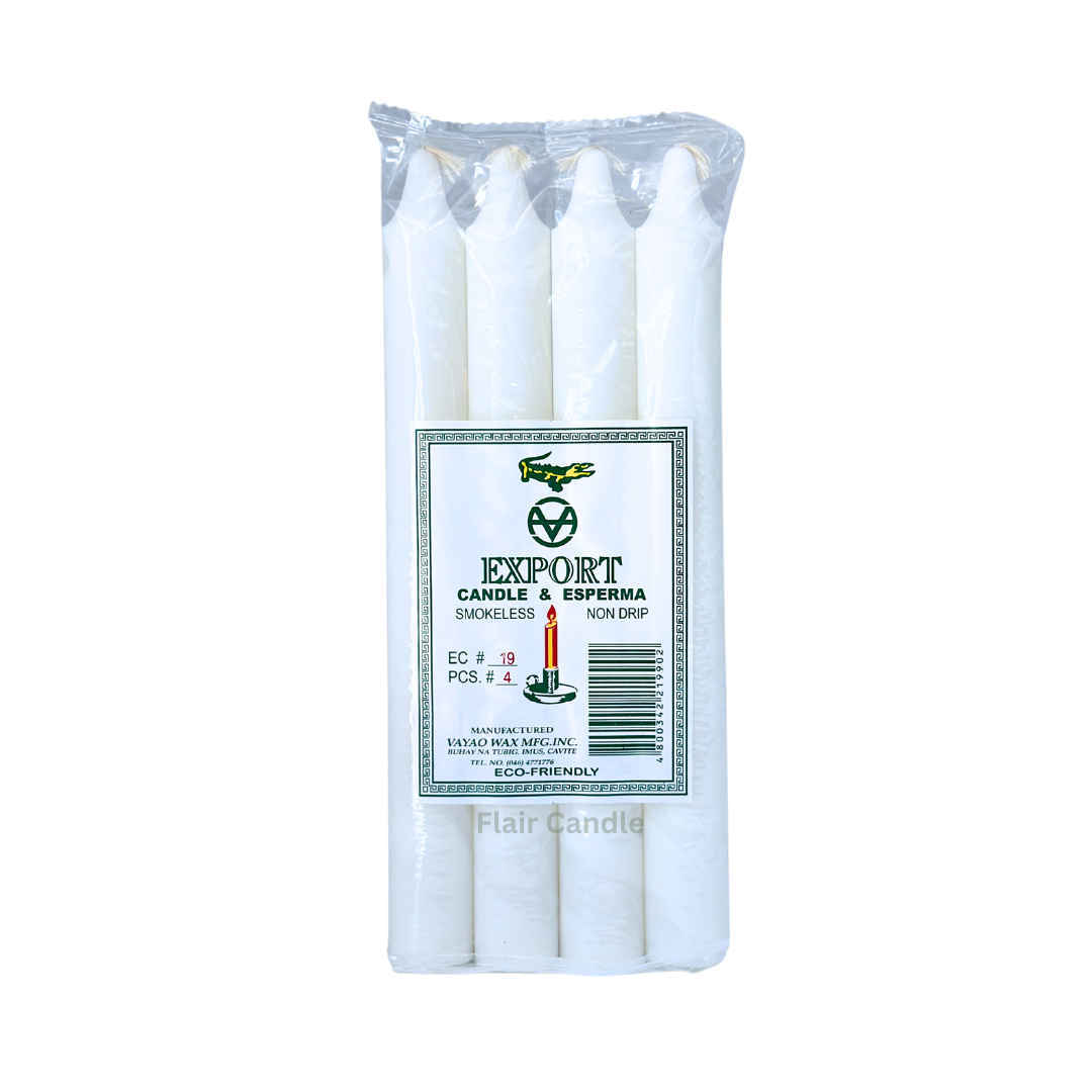 Export Esperma White Candle #19 | 4pcs Pack 21.6cm Tall