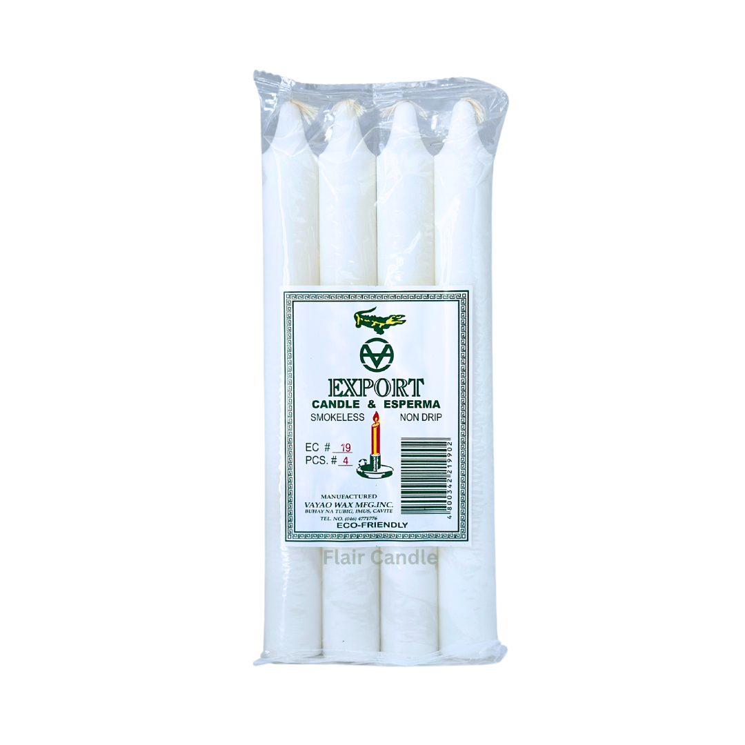Export Esperma White Candle #19 | 4pcs Pack 21.6cm Tall