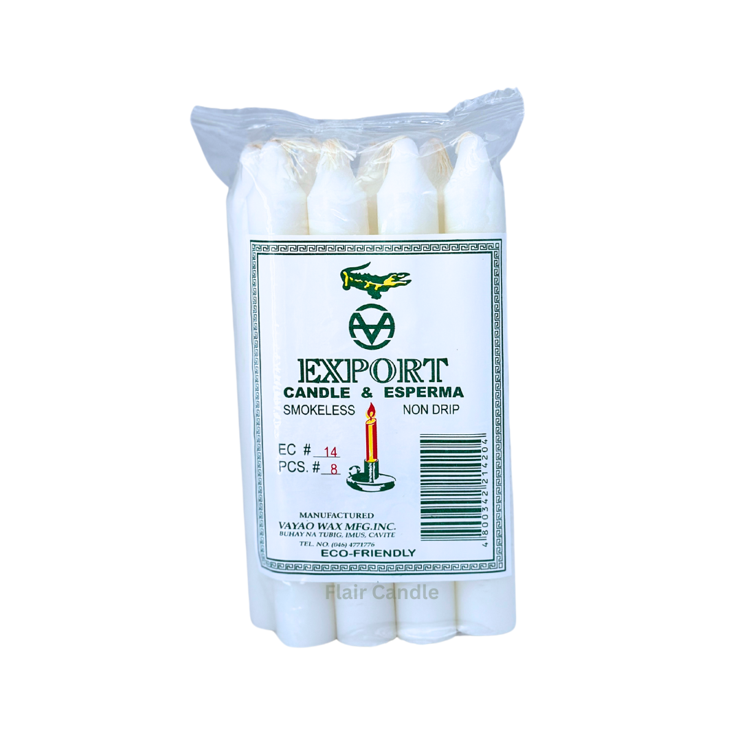 Export Esperma White Candle #14 | 10pcs Pack 15cm Tall