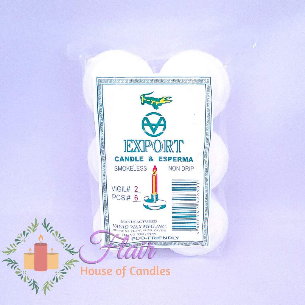 Export White Vigil Candle #2 | 6pcs Pack 5.5cm Tall