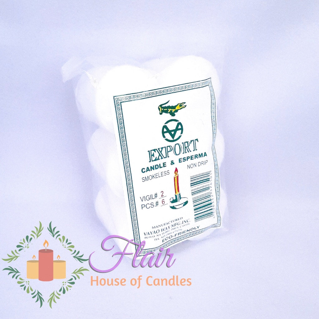 Export White Vigil Candle #2 | 6pcs Pack 5.5cm Tall