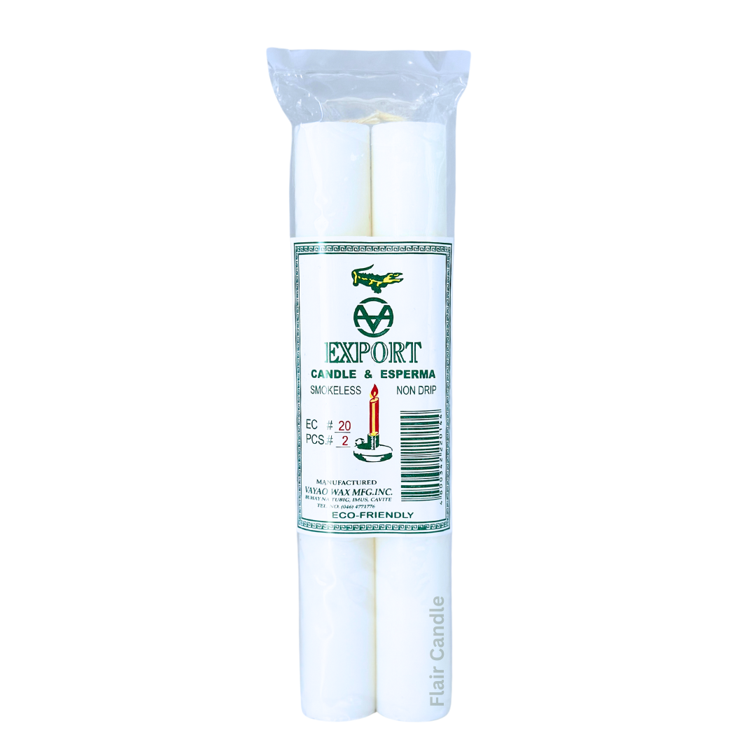 Export Esperma White Candle #20 | 2pcs Pack 20.3cm Tall