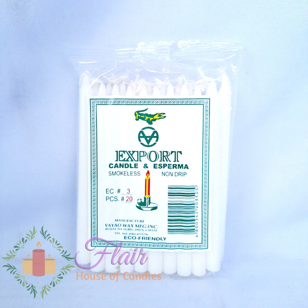 Export Esperma Colored Candle #3 | 20pcs Pack 13cm Tall