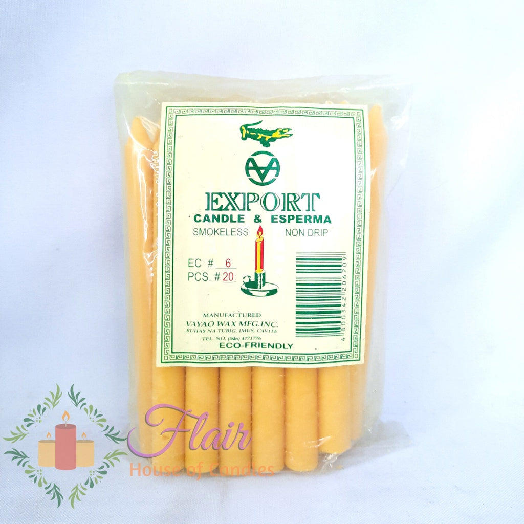 Export Esperma Colored Candle #6 | 20pcs Pack 13.6cm Tall