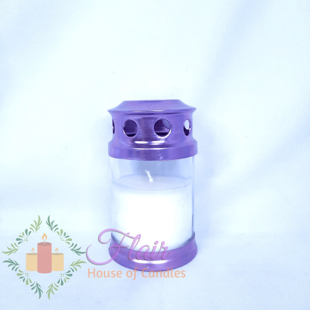 GC35 Windproof Colored Glass Candle 11cm Tall