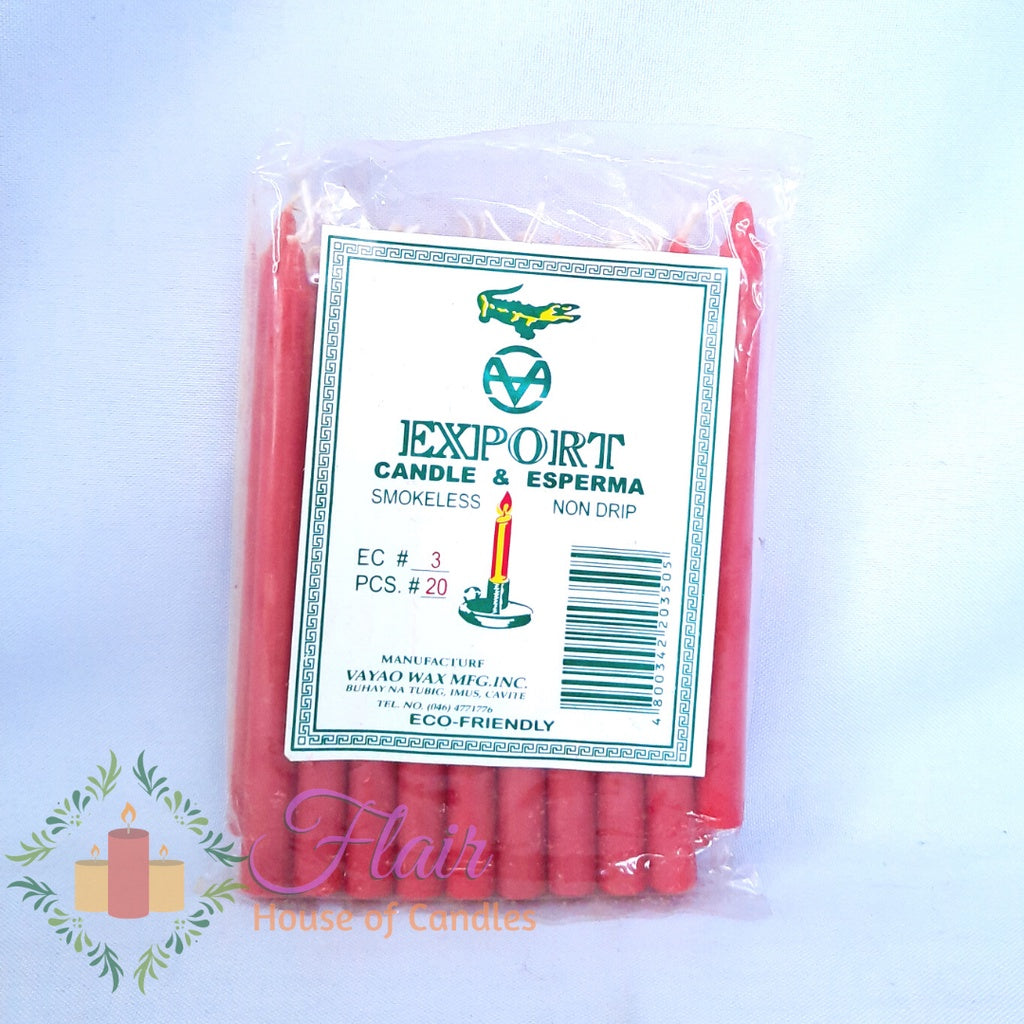 Export Esperma Colored Candle #3 | 20pcs Pack 13cm Tall