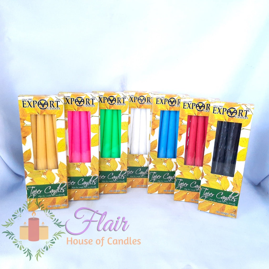 Export Colored Taper Candle 8 Inches | 4pcs Box