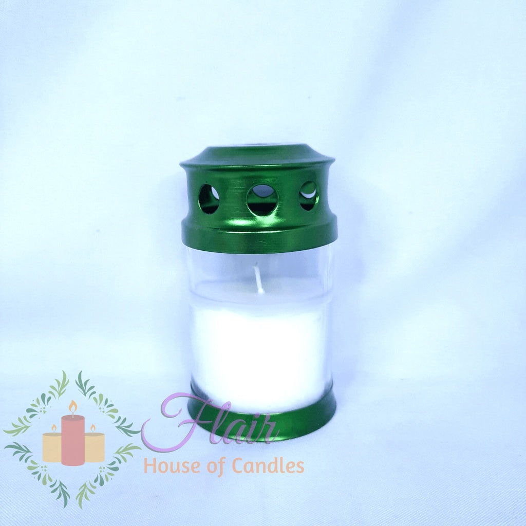 GC35 Windproof Colored Glass Candle 11cm Tall