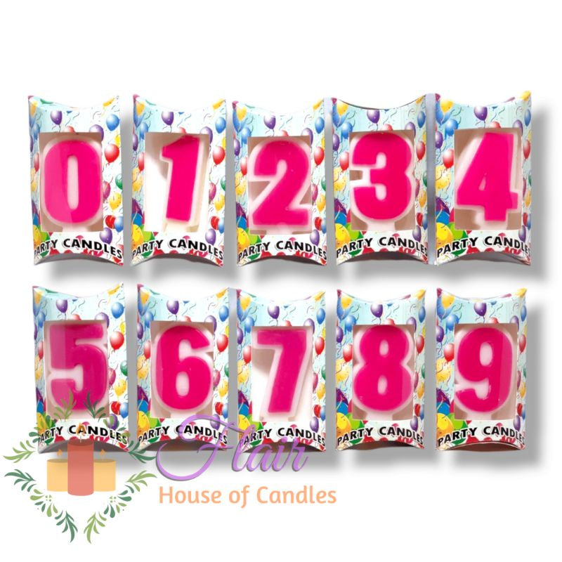 Pink Number Cake Topper Birthday Candle 12cm Tall