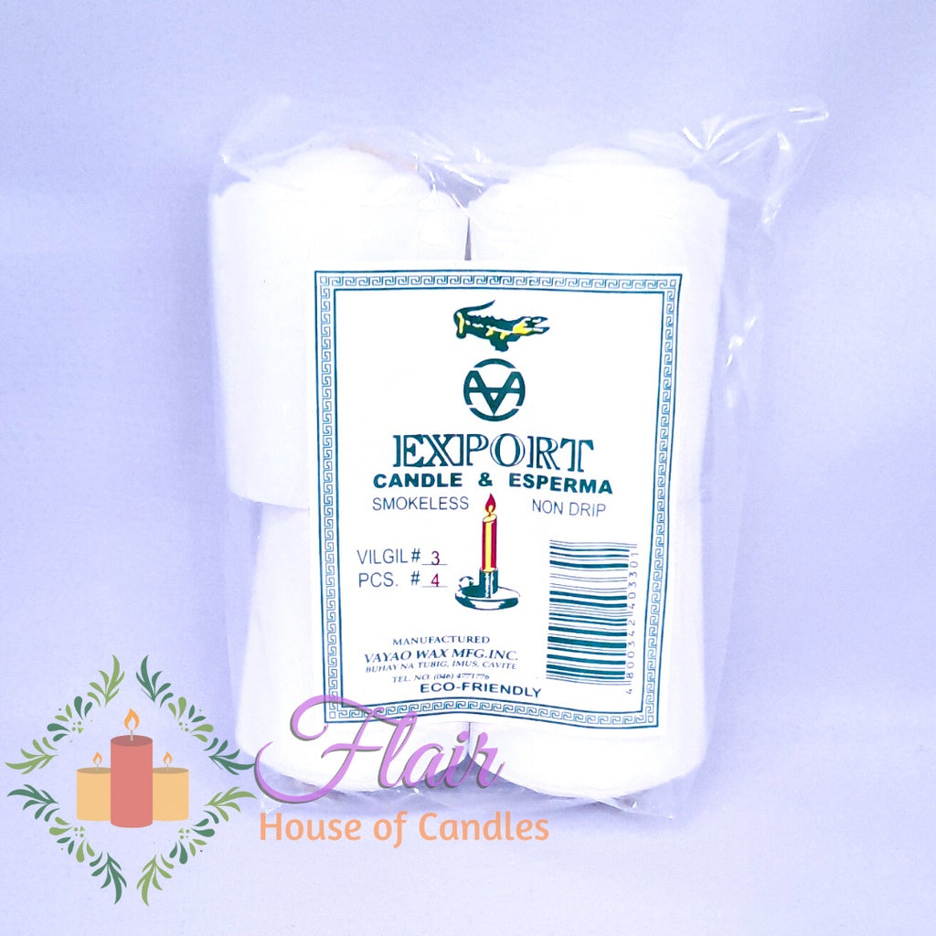 Export White Vigil Candle #3 | 4pcs Pack 7cm Tall
