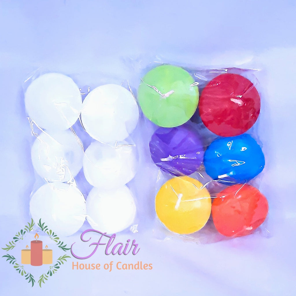 Flair Smokeless Rainbow Floating Candles | 6pcs Pack 3.3cm Tall