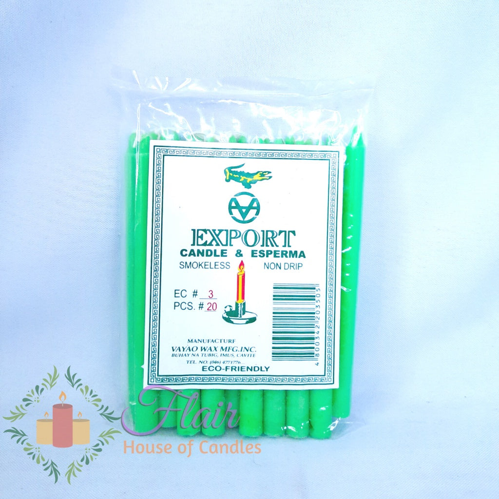 Export Esperma Colored Candle #3 | 20pcs Pack 13cm Tall