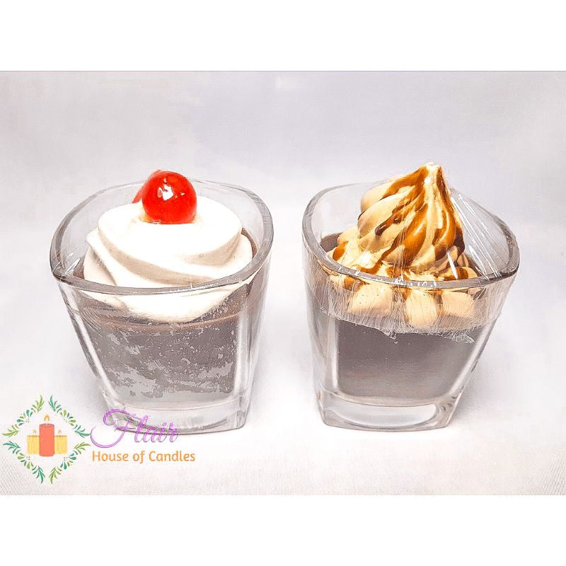 Flair Chocolate Mousse Scented Glass Candle 10cm Tall
