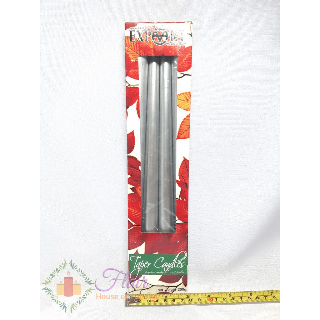 Export Silver Taper Candles 12 Inches | 4pcs Box
