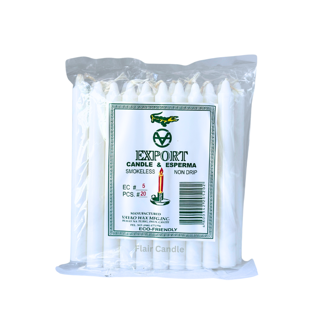 Export White Esperma Candle #5 | 20pcs Pack 13cm Tall