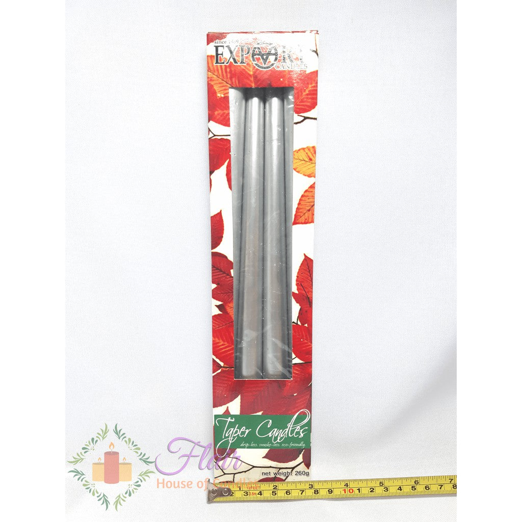 Export Silver Taper Candles 12 Inches | 4pcs Box