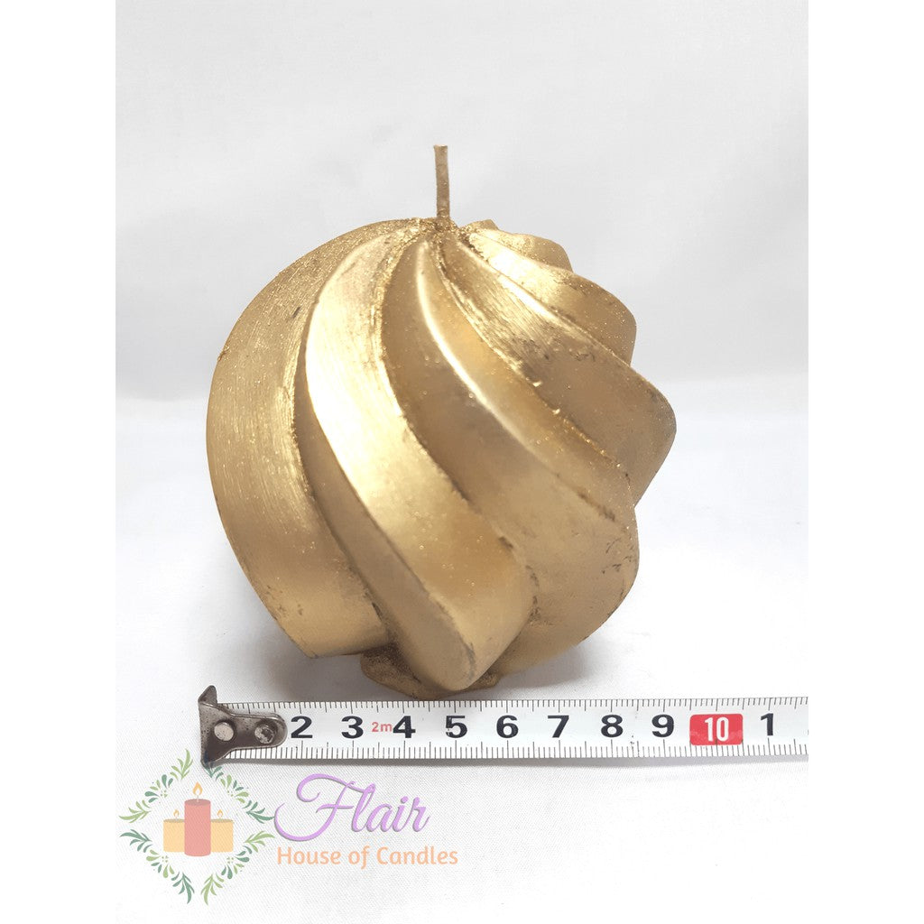 Flair Elegant Spiral Gold Ball Candle 10cm Tall
