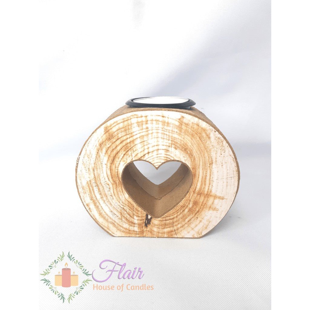 Nina Kelli NK Heart "Log" Candle Holder with tealight candle
