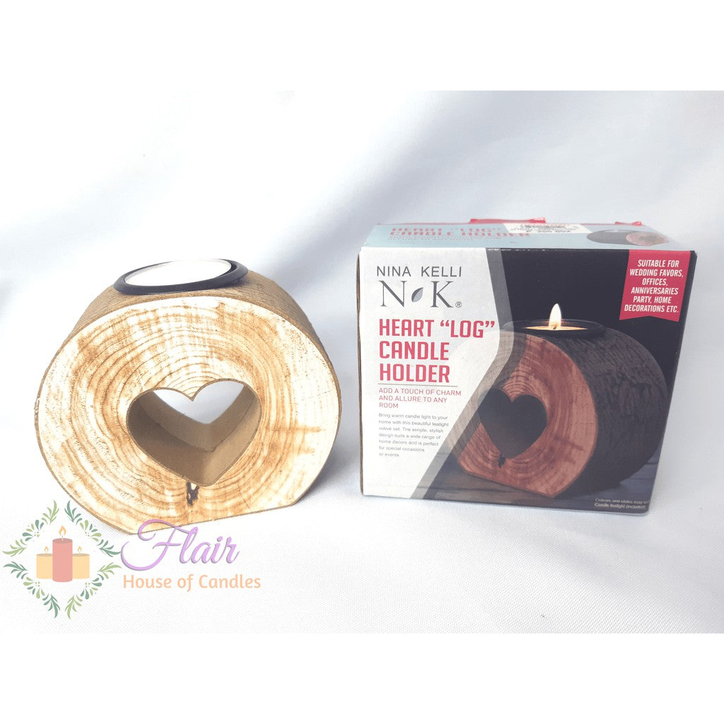 Nina Kelli NK Heart "Log" Candle Holder with tealight candle