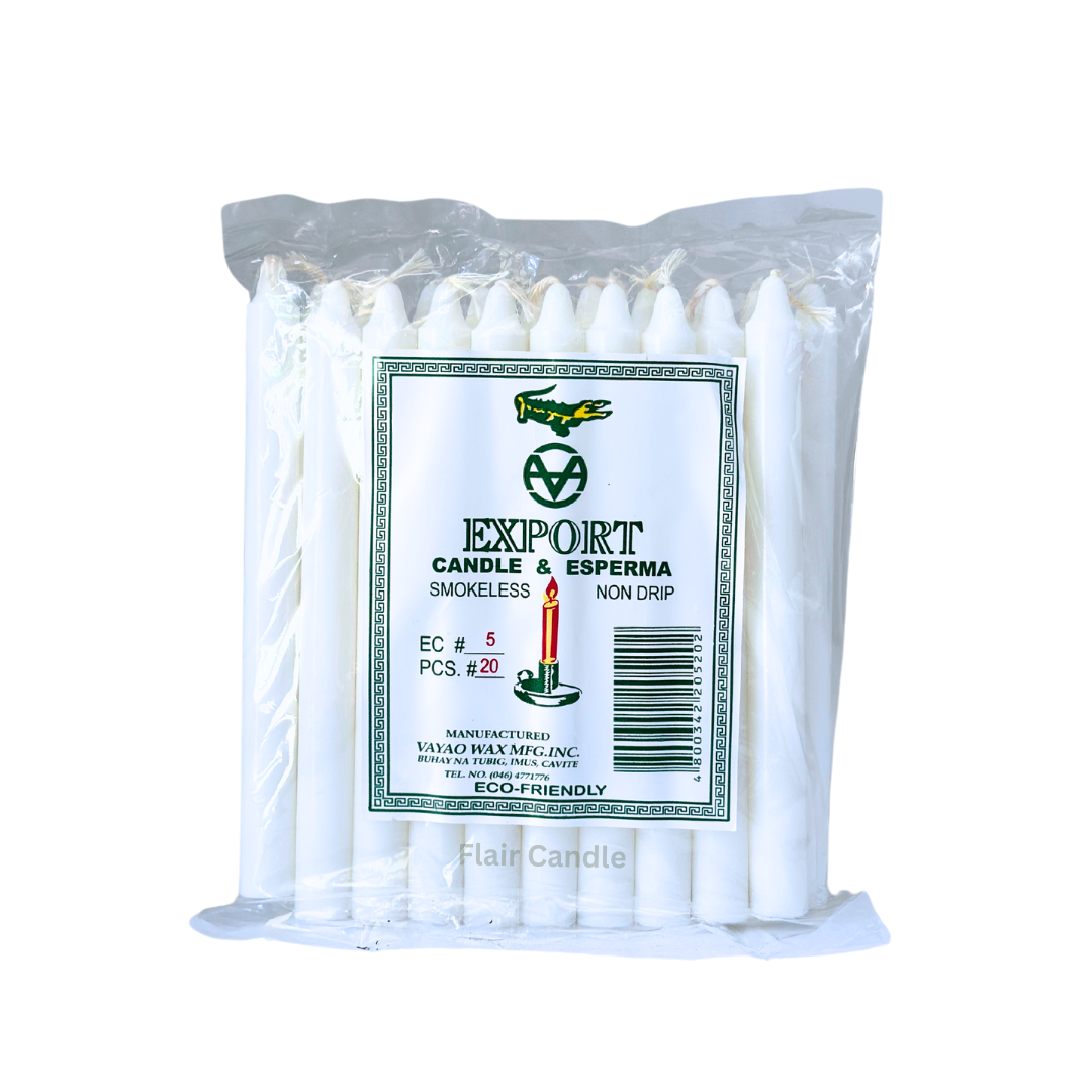 Export White Esperma Candle #5 | 20pcs Pack 13cm Tall