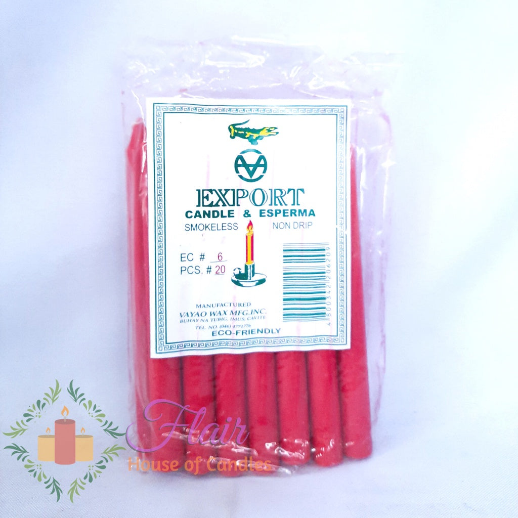 Export Esperma Colored Candle #6 | 20pcs Pack 13.6cm Tall