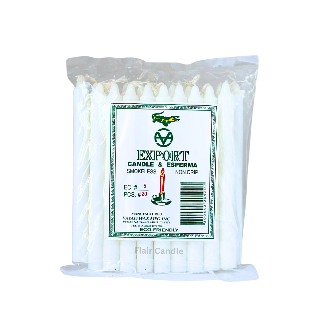 Export White Esperma Candle #5 | 20pcs Pack 13cm Tall