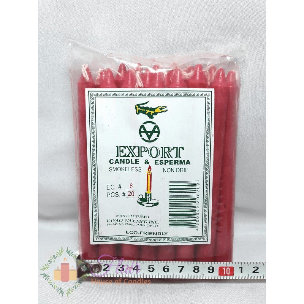 Esperma Red Candle #6 | 20pcs Pack 13.6cm Tall