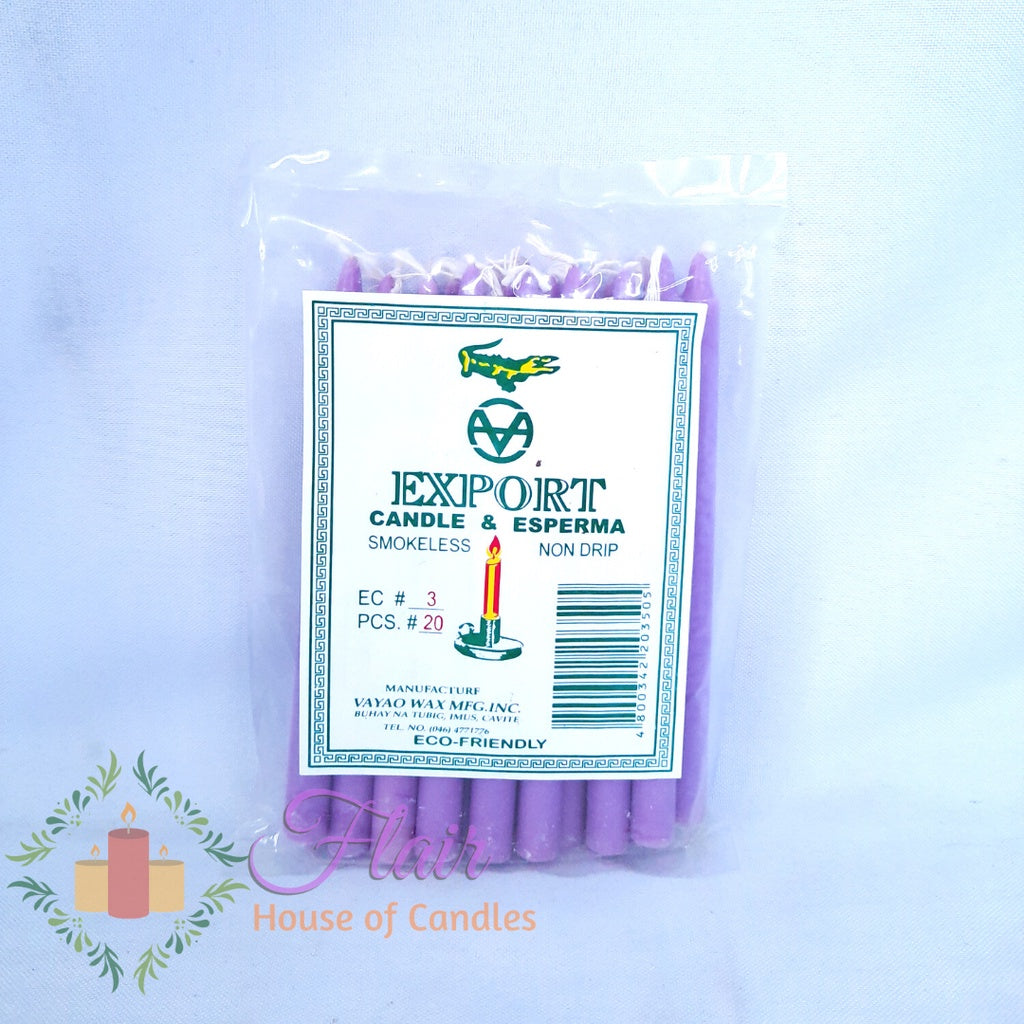 Export Esperma Colored Candle #3 | 20pcs Pack 13cm Tall