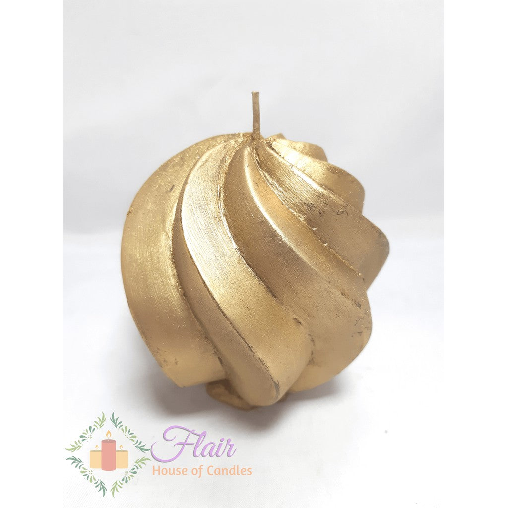 Flair Elegant Spiral Gold Ball Candle 10cm Tall
