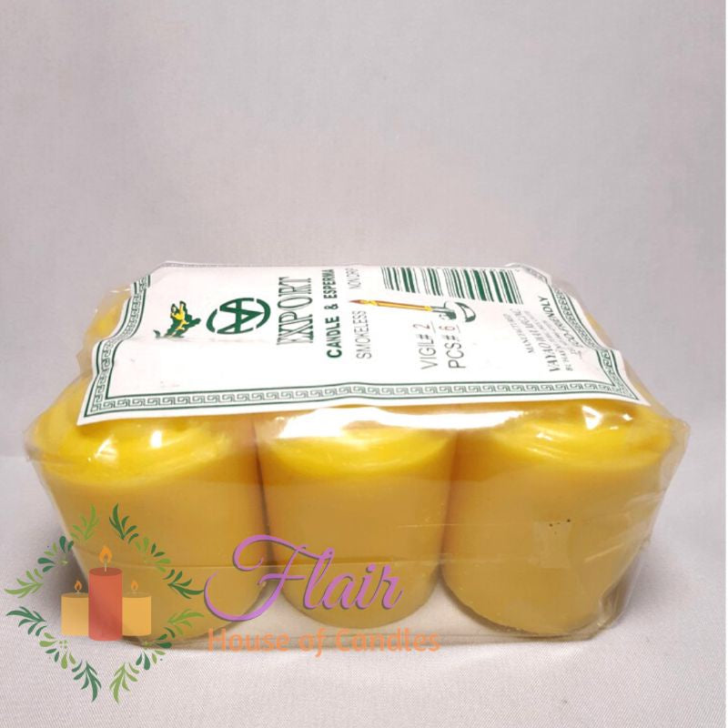 Flair Yellow Vigil Candle #2 V2BIG | 6pcs Pack 5.5cm Tall